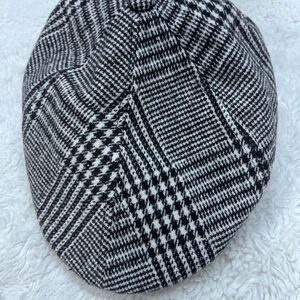 Black Plaid Gatsby Newsboy Golf Hat One Size (56) #455